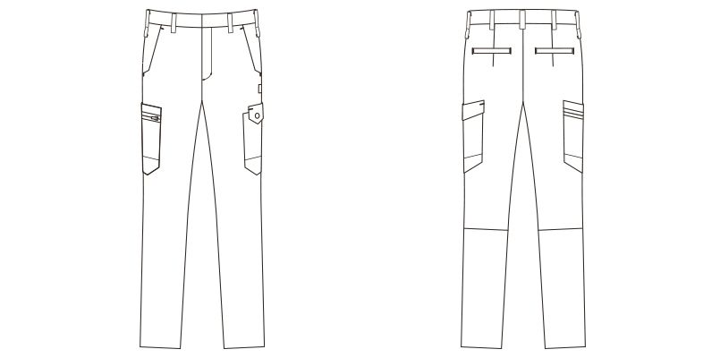 RP6909 ROCKY ノータックカーゴパンツ(男女兼用) ツイル ハンガーイラスト・線画