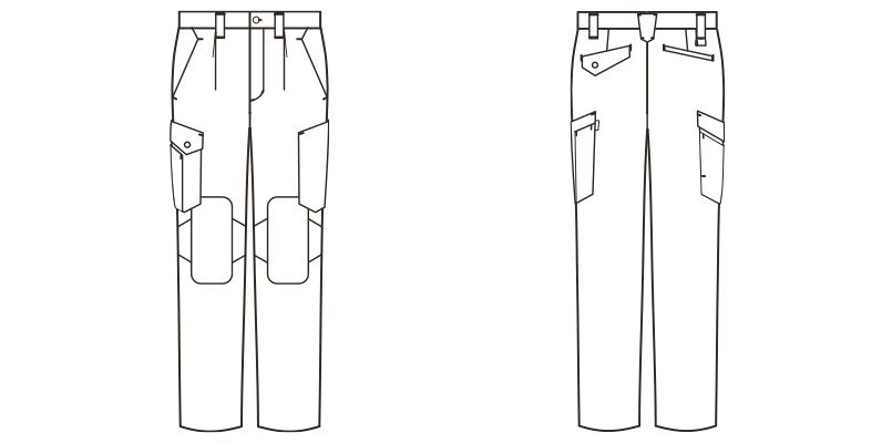 RP6912 ROCKY カーゴパンツ(男女兼用) コーデュラファブリック ハンガーイラスト・線画