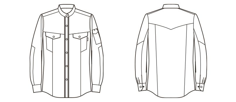 RS4301 ROCKY スタンドカラーシャツ(女性用) ハンガーイラスト・線画