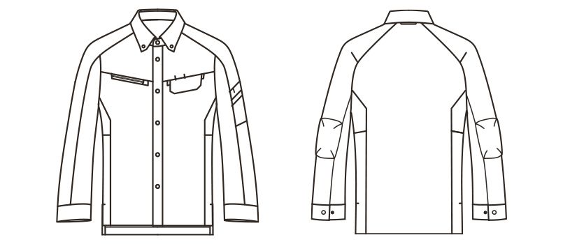 RS4902 ROCKY 長袖シャツ(男女兼用) バーバリー ハンガーイラスト・線画