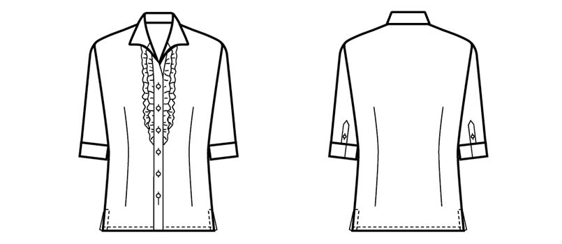ボストン商会 シャツ 七分袖 女性用 2重フリル ユニホームの通販ならユニフォームタウン