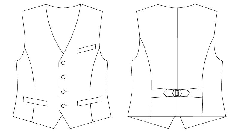 AS-8069 チトセ(アルベ) ベスト(男性用) ハンガーイラスト・線画