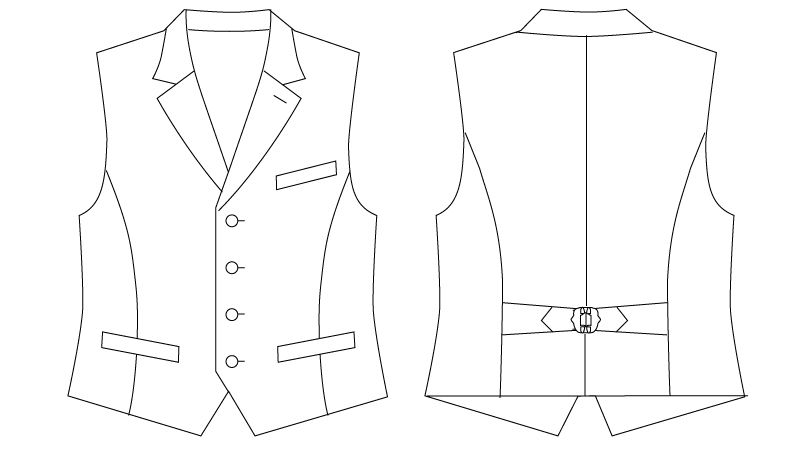AS-8228 チトセ(アルベ) ベスト(男性用) ハンガーイラスト・線画