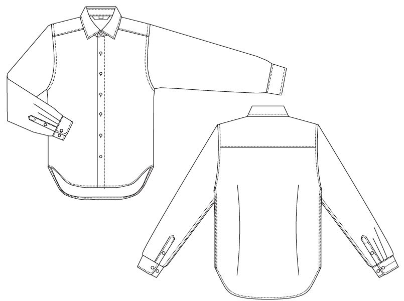 BC-6910 チトセ(アルベ) ワイドカラーのブランチシャツ(男性用) ハンガーイラスト・線画