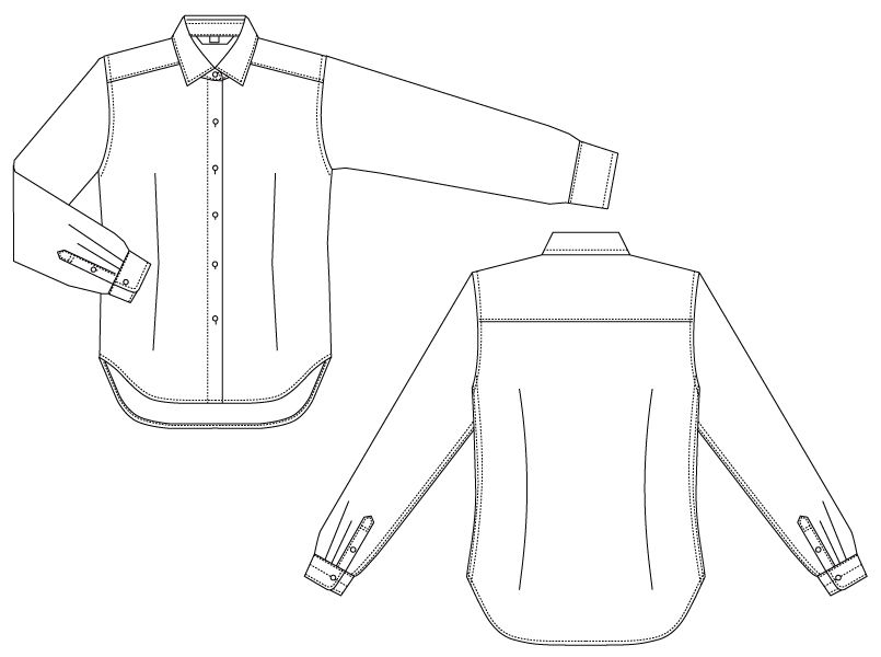 BC-6912 チトセ(アルベ) ワイドカラーのブランチシャツ(女性用) ハンガーイラスト・線画