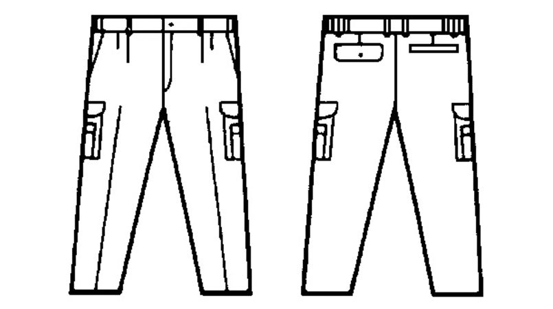 自重堂 432 ツータックカーゴパンツ ハンガーイラスト・線画