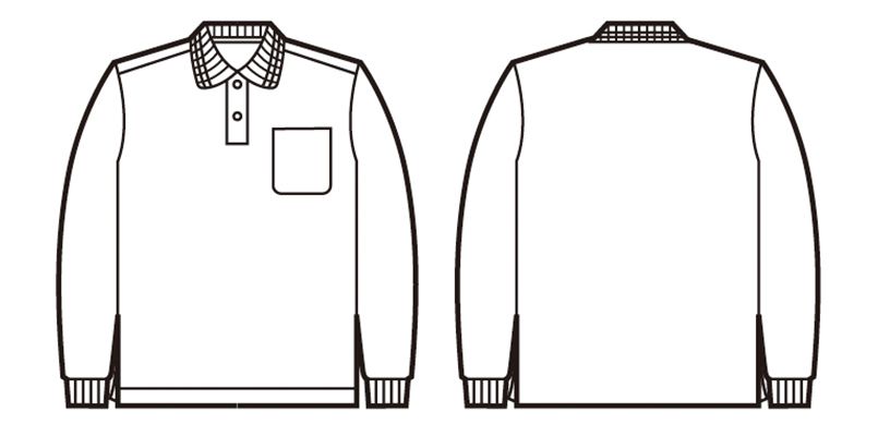 自重堂 47604 吸汗速乾長袖ドライポロシャツ(胸ポケット有り) ハンガーイラスト・線画