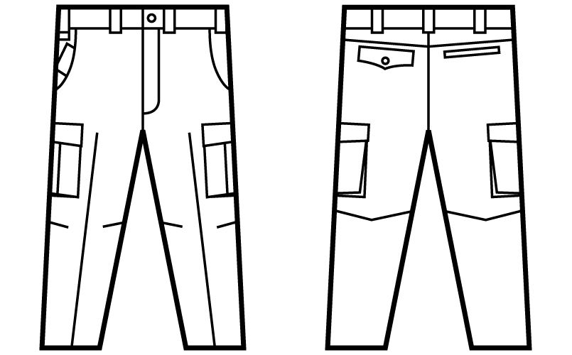 自重堂 51102 JAWIN ノータックカーゴパンツ ハンガーイラスト・線画
