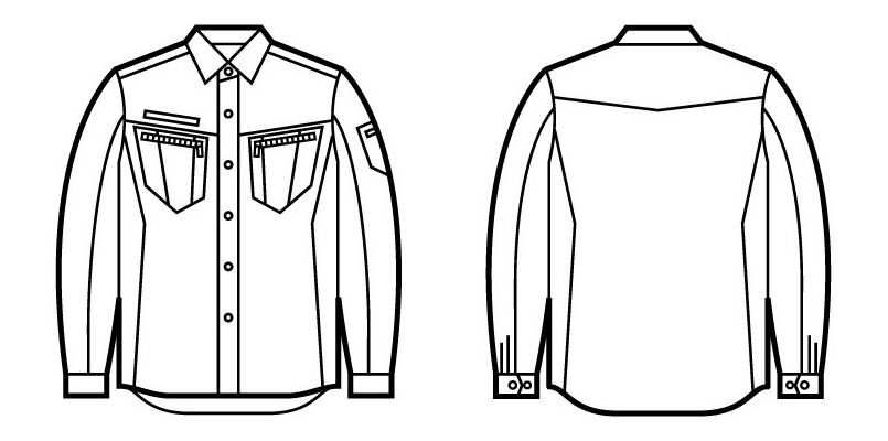 51804 自重堂JAWIN 長袖シャツ(年間定番生地使用)(新庄モデル) ハンガーイラスト・線画