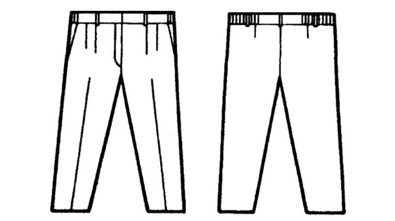 自重堂 835 低発塵製品制電レディースツータックパンツ(JIS T8118適合) ハンガーイラスト・線画