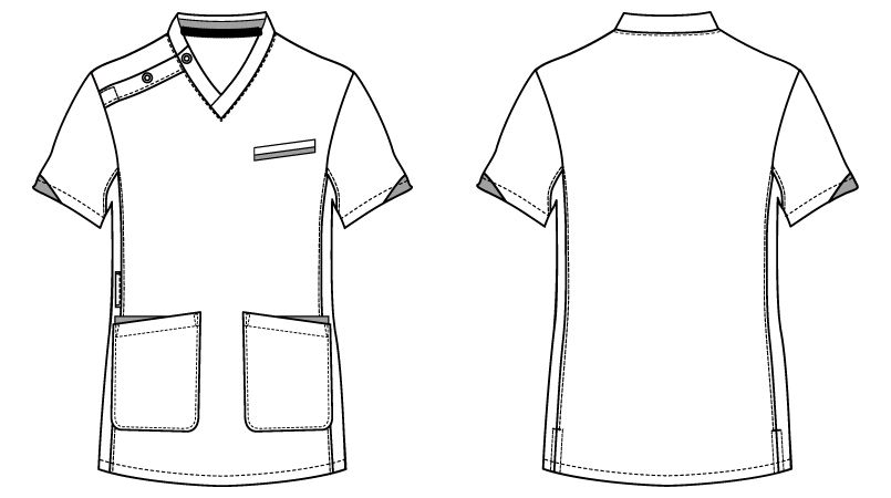 自重堂 WH11985 Whisel スクラブ(男女兼用)袖口配色 ハンガーイラスト・線画