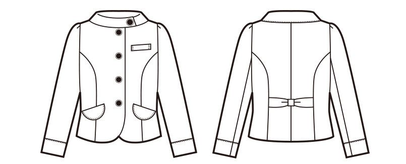 en joie(アンジョア) 81610 [通年]明るいチェックを襟やポケットのブラックでひきしめたジャケット チェック ハンガーイラスト・線画