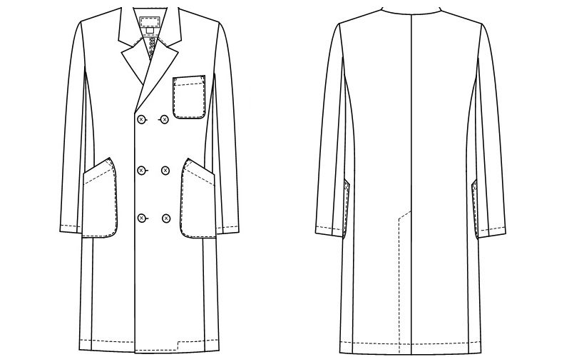 EM3005 ナガイレーベン(nagaileben) エミット ダブル診察衣長袖(男性用) ハンガーイラスト・線画
