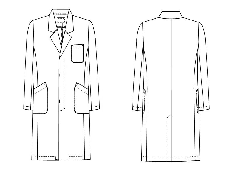 EM3015 ナガイレーベン(nagaileben) エミット シングル診察衣長袖 ショート丈(男性用) ハンガーイラスト・線画