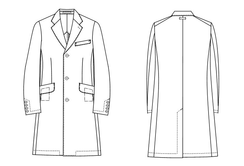 FD4000 ナガイレーベン シングル診察衣長袖(Y体・細身)(男性用)｜白衣の通販ならユニフォームタウン