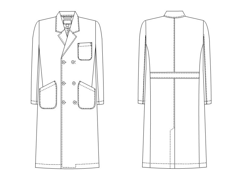 HK10 ナガイレーベン(nagaileben) ホスパーニット ダブル診察衣長袖(男性用) ハンガーイラスト・線画