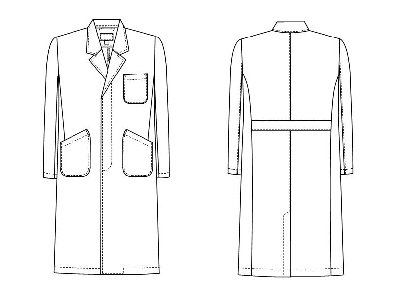 HK11 ナガイレーベン(nagaileben) ホスパーニット シングル診察衣長袖(男性用) ハンガーイラスト・線画