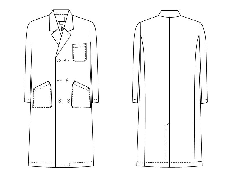 KEX5100 ナガイレーベン(nagaileben) ケックスター ダブル診察衣長袖(男性用) ハンガーイラスト・線画