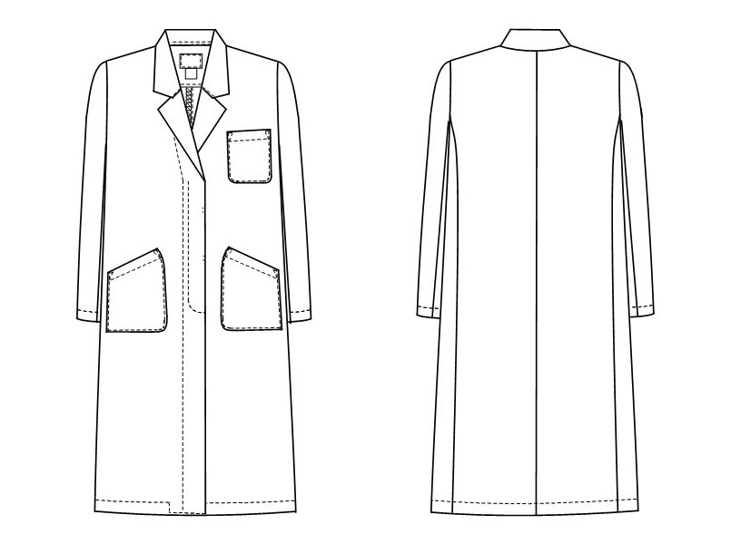 KEX5130 ナガイレーベン(nagaileben) ケックスター シングル診察衣/長袖(女性用) ハンガーイラスト・線画