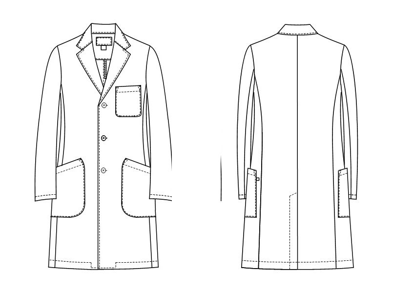 KEX5180 ナガイレーベン(nagaileben) ケックスター シングル診察衣(男性用) ハンガーイラスト・線画