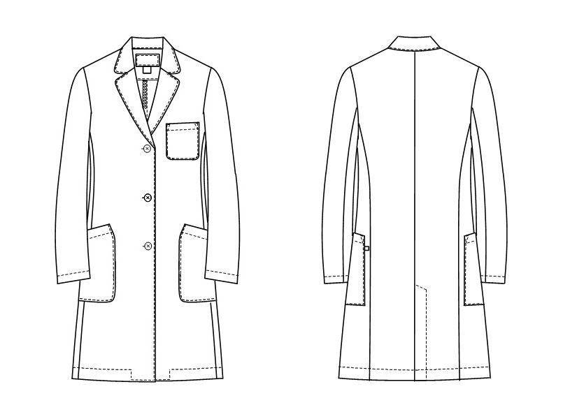 KEX5190 ナガイレーベン(nagaileben) ケックスター シングル診察衣(女性用) ハンガーイラスト・線画