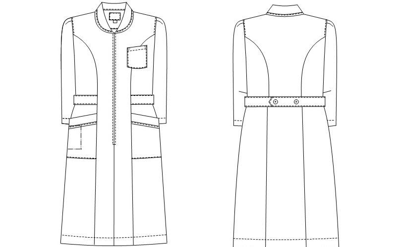 MI4636 ナガイレーベン(nagaileben) ミレリア 七分袖ワンピース(女性用) ハンガーイラスト・線画