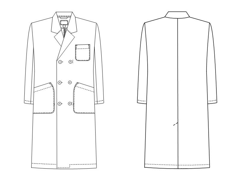 TAP60 ナガイレーベン(nagaileben) ドクタートップ ダブル診察衣長袖(男性用) ハンガーイラスト・線画