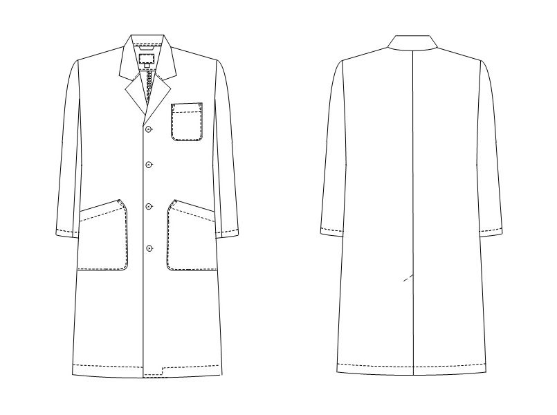 TAP65 ナガイレーベン(nagaileben) ドクタートップ シングル診察衣長袖(男性用) ハンガーイラスト・線画