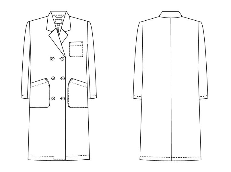 TAP70 ナガイレーベン(nagaileben) ドクタートップ ダブル診察衣/長袖(女性用) ハンガーイラスト・線画