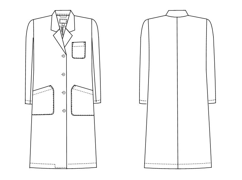 TAP75 ナガイレーベン(nagaileben) ドクタートップ シングル診察衣/長袖(女性用) ハンガーイラスト・線画